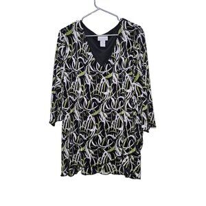 Anna Maxwell Blouse 4X 30/32 Crinkle Accordian Business Casual V-neck Artsy